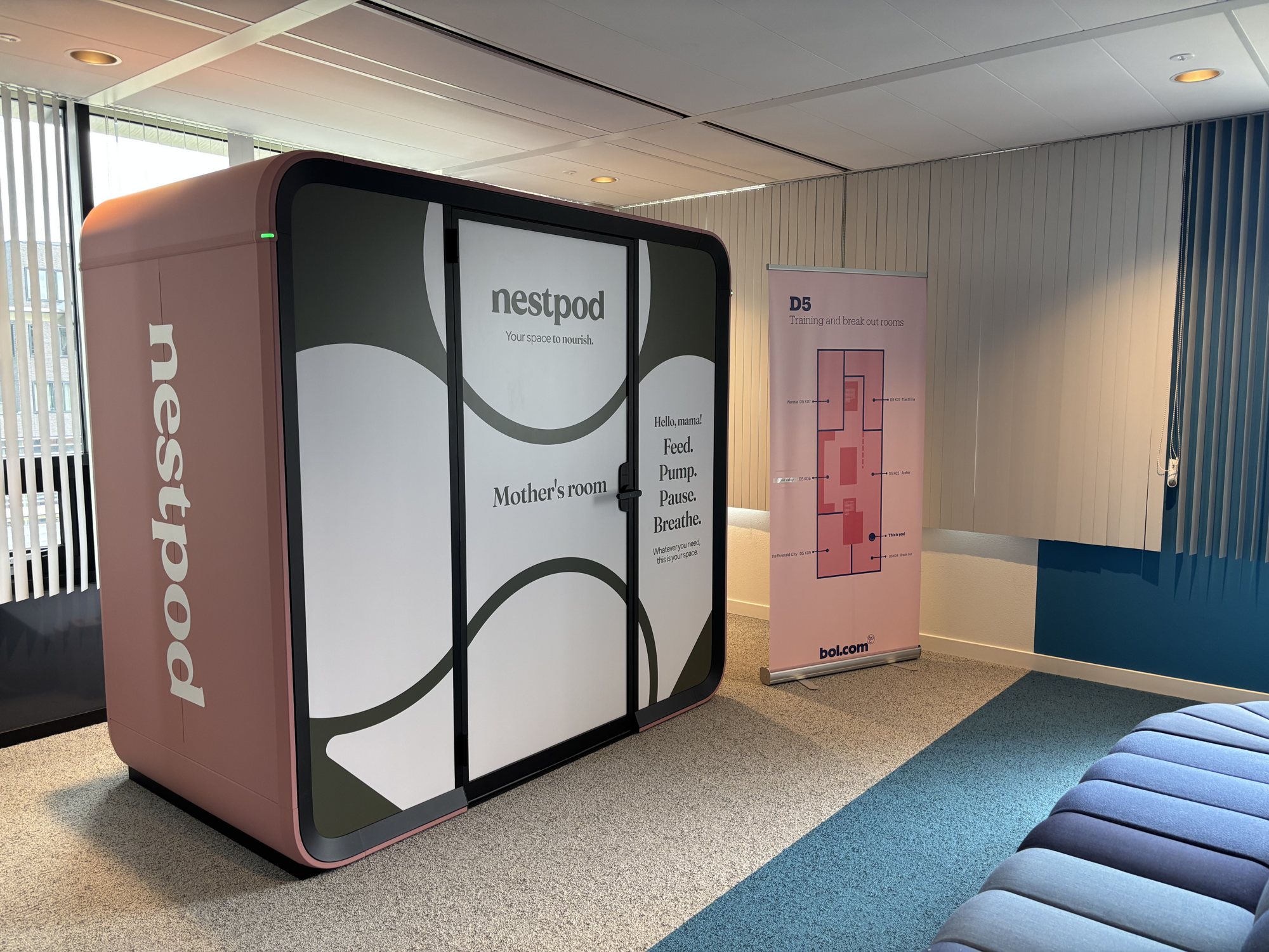 Nestpod Mother’s room on the office floor at bol.com