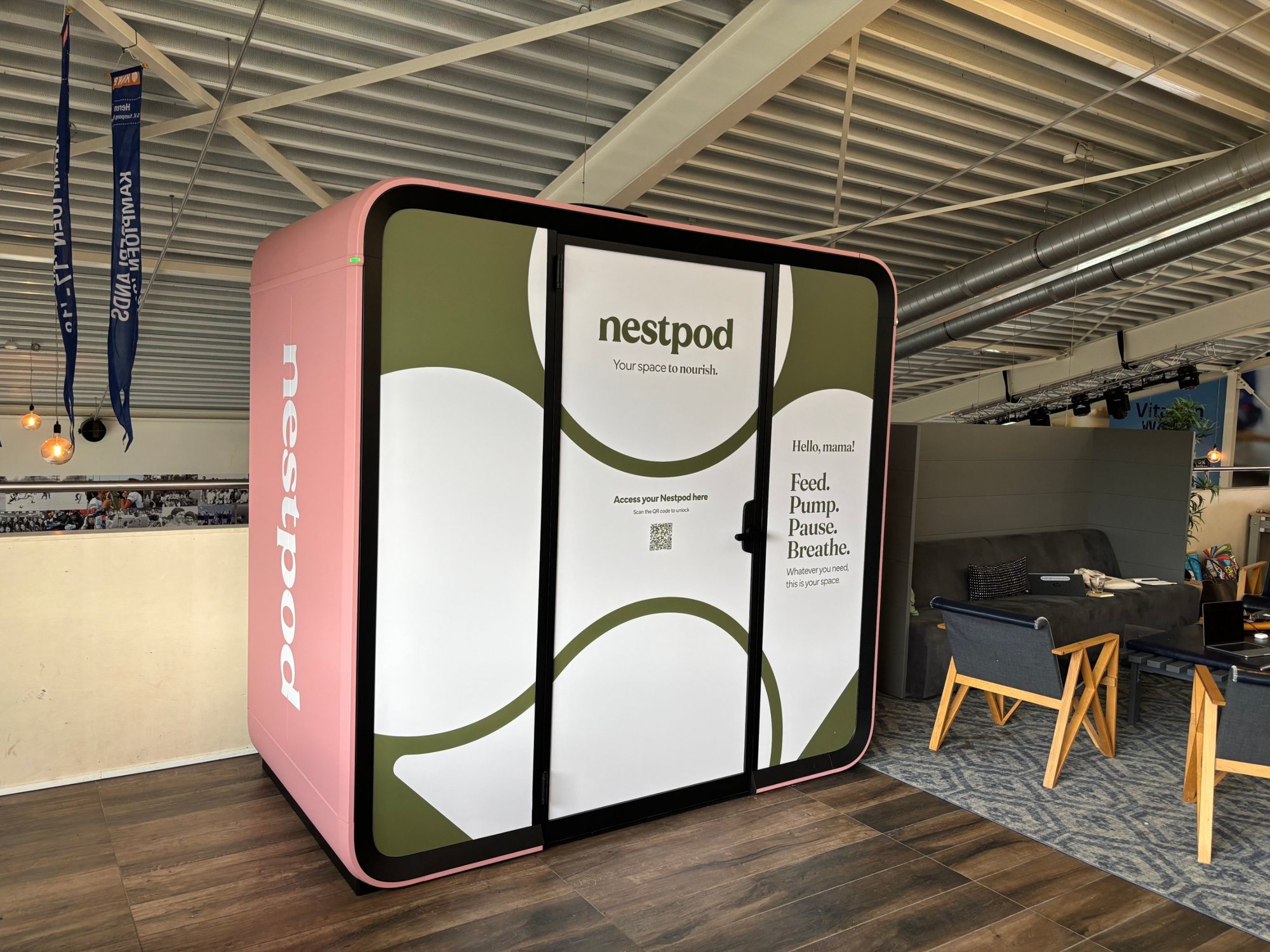 Nestpod in the lounge of a sports club
